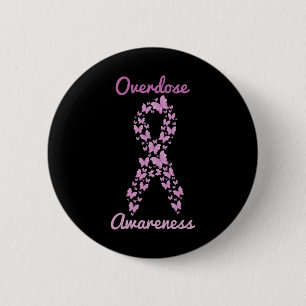 Overdose Awareness Purple Ribbon Drug Addiction Bu 6 Cm Round Badge