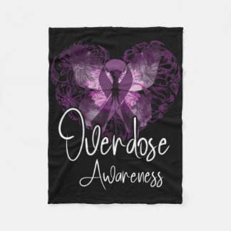 Overdose Awareness Purple Ribbon Drug Addiction Bu Fleece Blanket