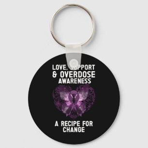 Overdose Awareness Purple Ribbon Drug Addiction Bu Key Ring