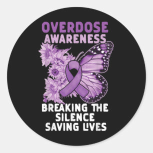 Overdose Awareness Purple Ribbon Drug Addiction Classic Round Sticker