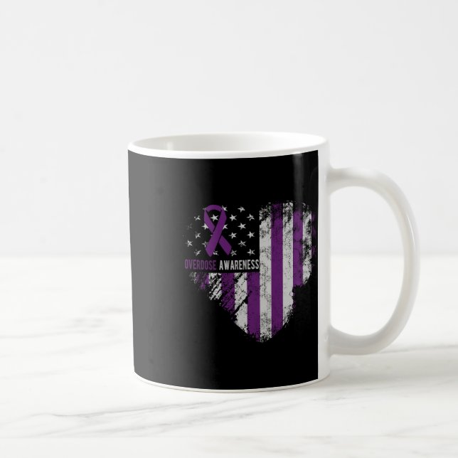 Overdose Awareness Purple Ribbon Drug Addiction Co Coffee Mug (Right)