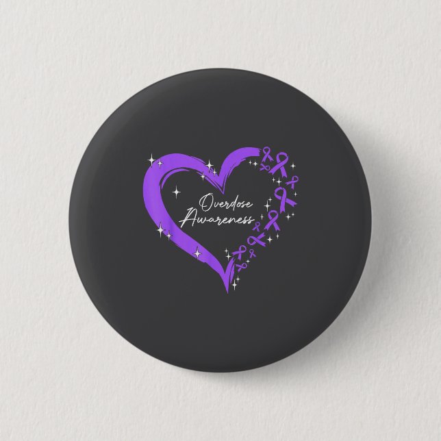Overdose Awareness Purple Ribbon Drug Addiction He 6 Cm Round Badge (Front)