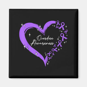 Overdose Awareness Purple Ribbon Drug Addiction He Magnet
