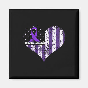 Overdose Awareness Purple Ribbon Drug Addiction &# Magnet