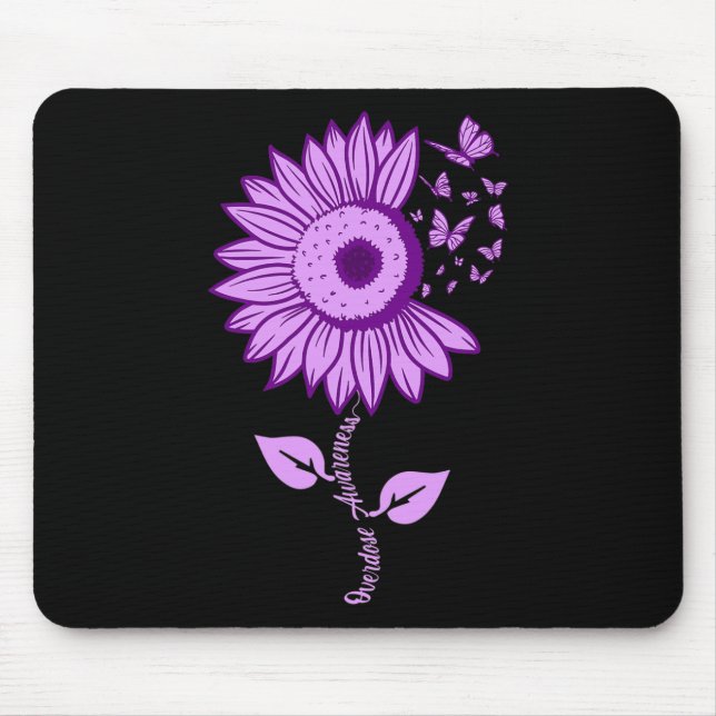 Overdose Awareness  Purple Ribbon Drug Addiction N Mouse Mat (Front)