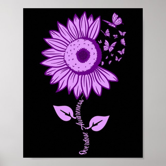 Overdose Awareness  Purple Ribbon Drug Addiction N Poster (Front)