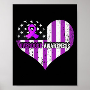 Overdose Awareness Purple Ribbon Drug Addiction  Poster