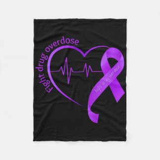 Overdose Awareness Purple Ribbon Drug Addiction Re Fleece Blanket