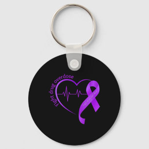 Overdose Awareness Purple Ribbon Drug Addiction Re Key Ring