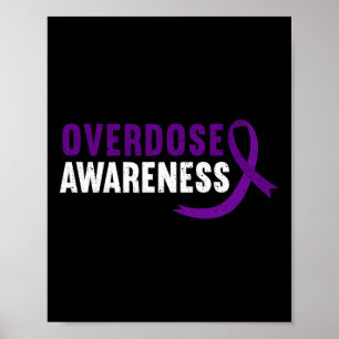 Overdose Awareness Purple Ribbon Drug Addiction Re Poster