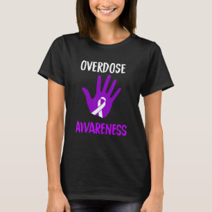 Overdose Awareness Purple Ribbon Drug Addiction Re T-Shirt