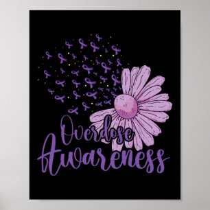Overdose Awareness Purple Ribbon Drug Addiction Su Poster