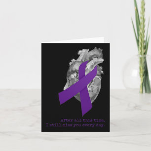 Overdose Awareness Purple Ribbon Heart Miss You  Card