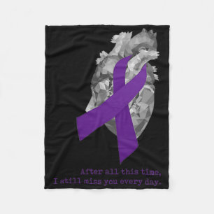 Overdose Awareness Purple Ribbon Heart Miss You Fleece Blanket
