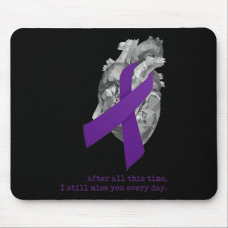 Overdose Awareness Purple Ribbon Heart Miss You Mouse Mat