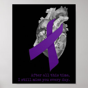 Overdose Awareness Purple Ribbon Heart Miss You Poster