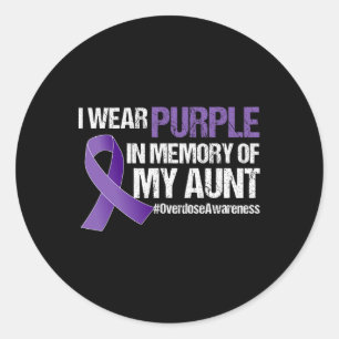 Overdose Awareness Purple Ribbon Memory Of My Aunt Classic Round Sticker