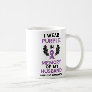 Overdose Awareness Purple Ribbon Memory Of My Husb Coffee Mug