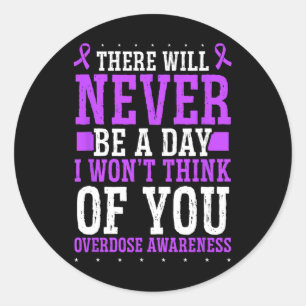 Overdose Awareness Purple Ribbon Think Of You Drug Classic Round Sticker