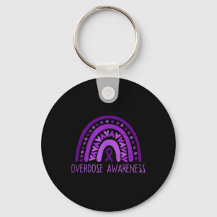 Overdose Awareness Rainbow Purple Ribbon For Men W Key Ring