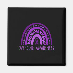 Overdose Awareness Rainbow Purple Ribbon For Men W Magnet