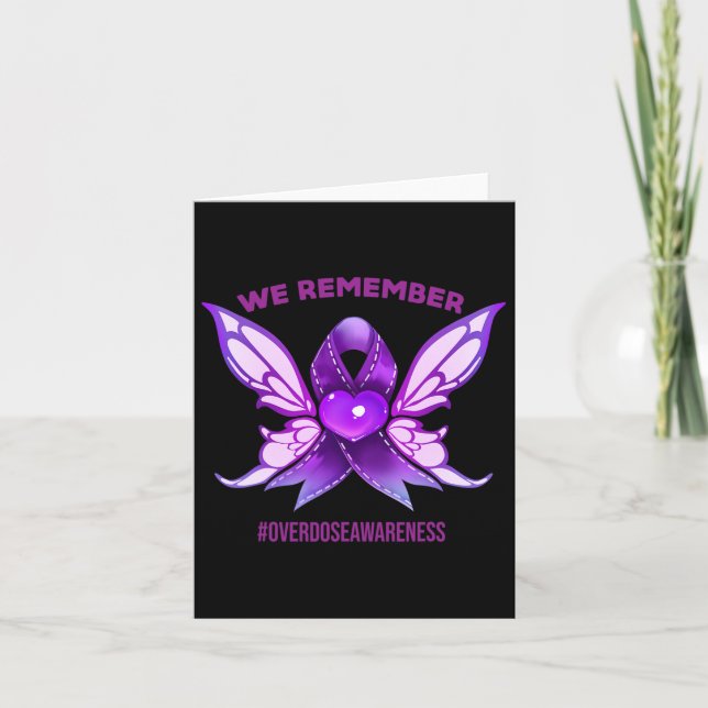 Overdose Awareness Remember Purple Ribbon End Addi Card (Front)
