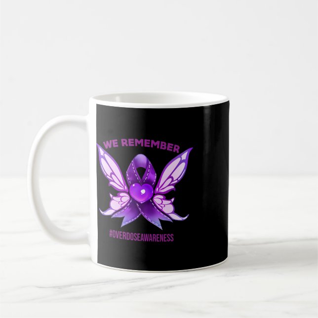Overdose Awareness Remember Purple Ribbon End Addi Coffee Mug (Left)