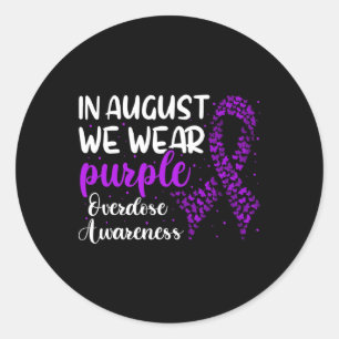 Overdose Awareness Ribbon Classic Round Sticker