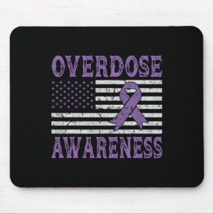 Overdose Awareness Ribbon Drug Addiction American Mouse Mat