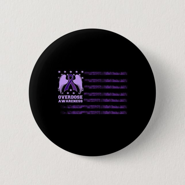 Overdose Awareness Ribbon Flag 1 6 Cm Round Badge (Front)