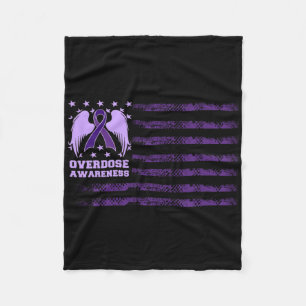 Overdose Awareness Ribbon Flag 1  Fleece Blanket