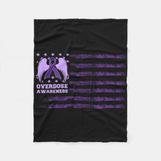 Overdose Awareness Ribbon Flag 1  Fleece Blanket