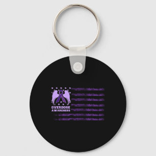 Overdose Awareness Ribbon Flag 1 Key Ring