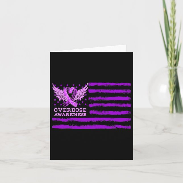 Overdose Awareness Ribbon Flag  Card (Front)