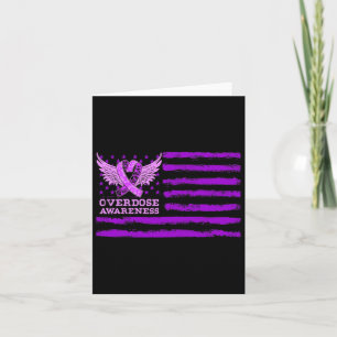 Overdose Awareness Ribbon Flag Card