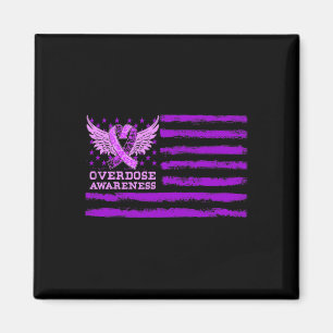Overdose Awareness Ribbon Flag Magnet