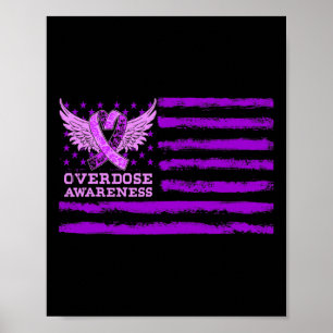 Overdose Awareness Ribbon Flag  Poster