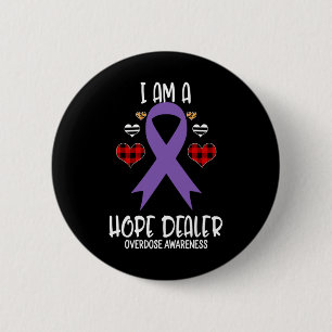 Overdose Awareness Ribbon I Am A Hope Dealer Leopa 6 Cm Round Badge