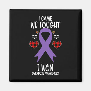 Overdose Awareness Ribbon I Came We Fought I Won C Magnet