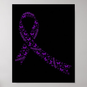 Overdose Awareness Ribbon Purple Drug Addiction Re Poster