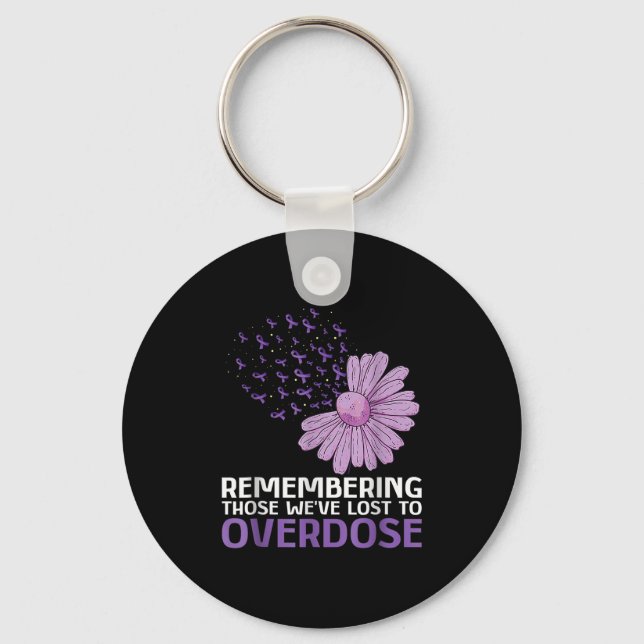 Overdose Awareness Shirt In Memory Of Brother Purp Key Ring (Front)