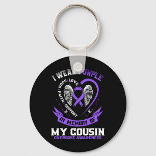 Overdose Awareness Shirt In Memory Of Cousin Purpl Key Ring