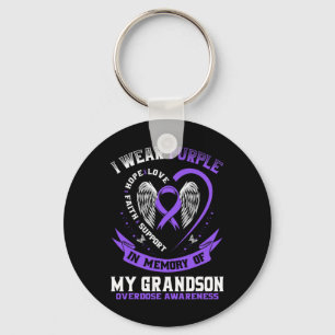 Overdose Awareness Shirt In Memory Of Grandson Pur Key Ring