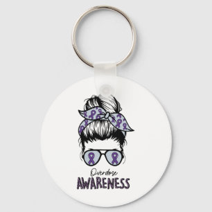 Overdose Awareness Shirt Purple Ribbon Drug Addict Key Ring