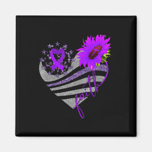 Overdose Awareness Sunflower Heart Ribbon Purple G Magnet