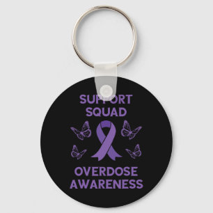 Overdose Awareness Support Squad Butterfly Purple Key Ring