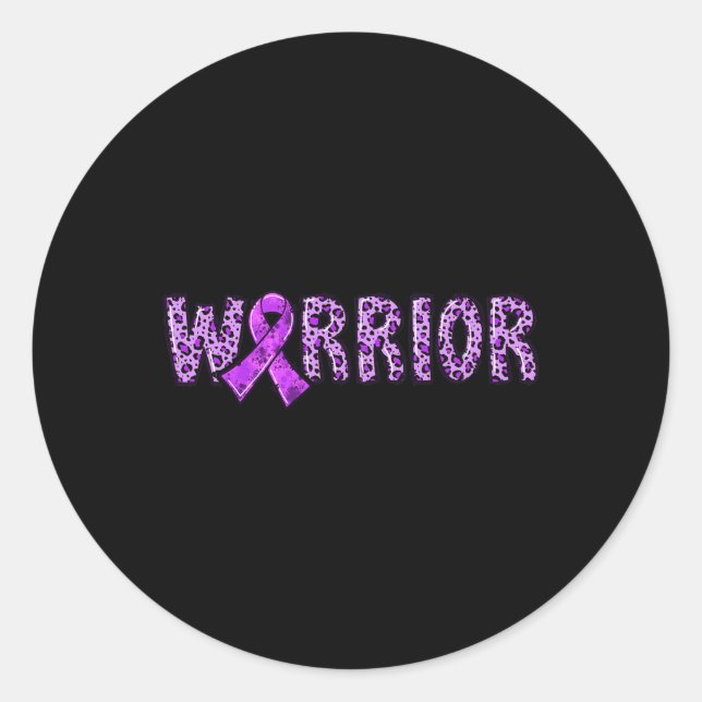 Overdose Awareness Warrior Purple Ribbon Leopard P Classic Round Sticker (Front)