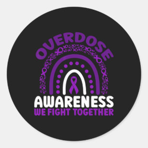 Overdose Awareness We Fight Together Rainbow Classic Round Sticker