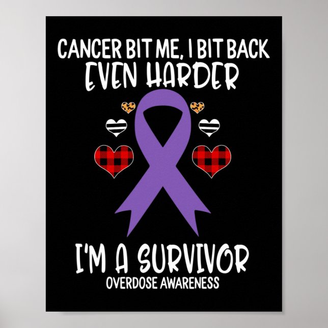 Overdose Bit Me I Bit Harder I'm Survivor Awarenes Poster (Front)
