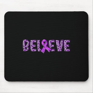 Overdose Leopard - Purple Ribbon Support Believe Mouse Mat